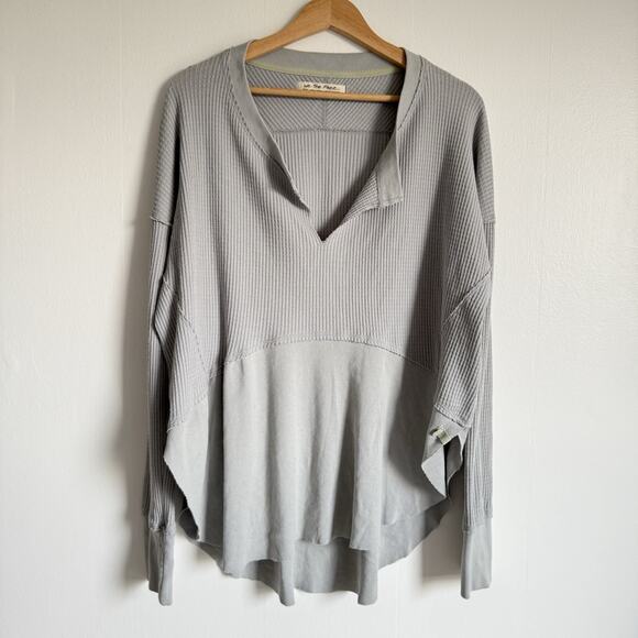 FREE PEOPLE We The Free Monterey Thermal Gray Long Sleeve Top Small Oversized - Picture 2 of 14
